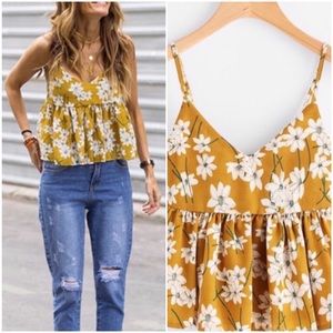 Floral Babydoll Spaghetti Strap Top
